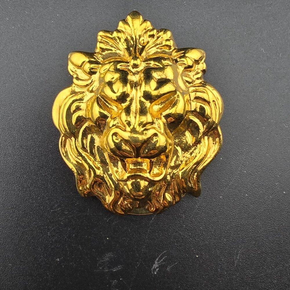 Gold-Tone Lion Head Scarf Clip Vintage Style Accessory - Picture 3 of 10